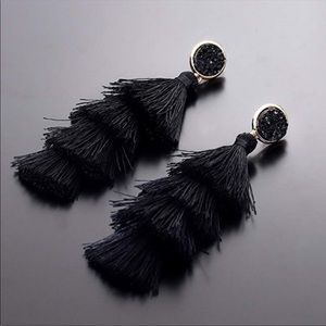 Black & Gold tassel earrings